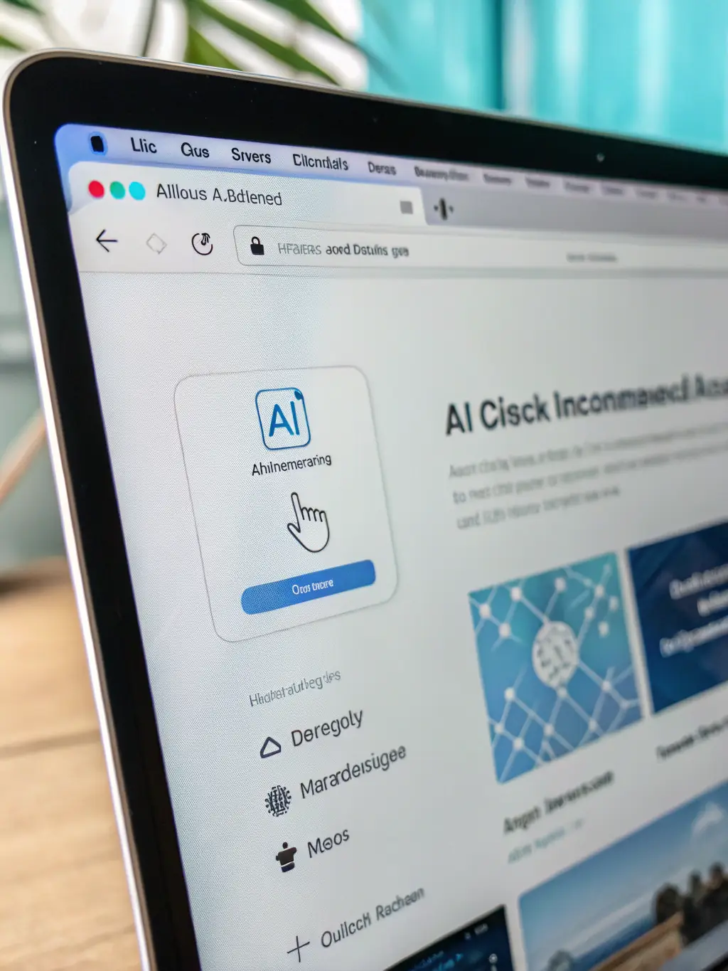 A vibrant image depicting a website ranking high in search results, with an AI brain subtly integrated into the design to represent AI-driven SEO.