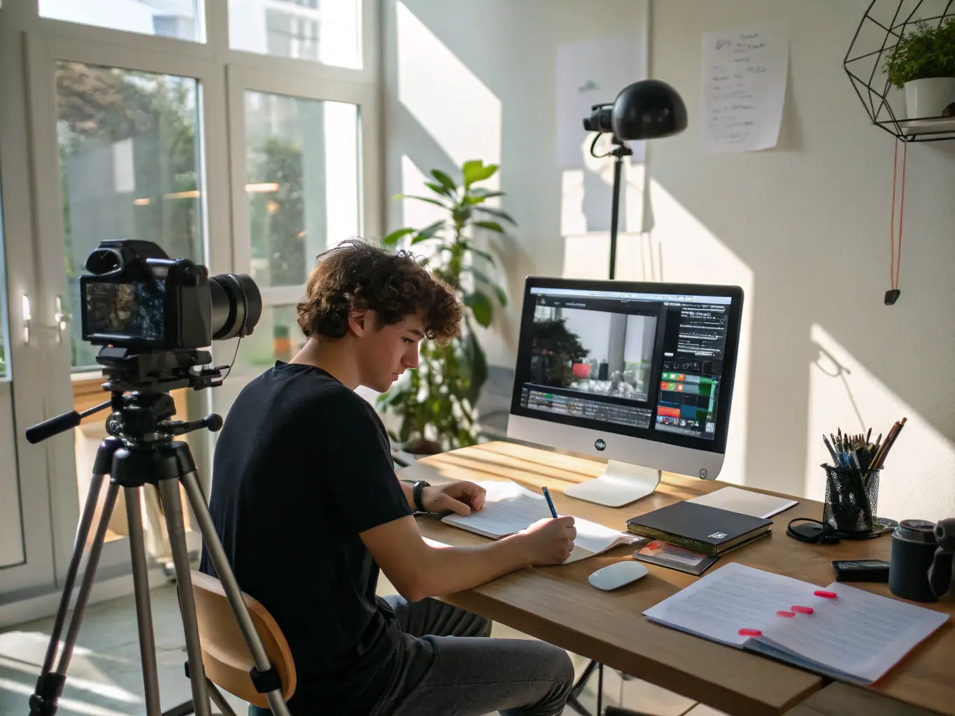 A content creator is using AI tools to generate optimized content for a website, illustrating Local SEO Los Angeles' AI-powered content creation services.